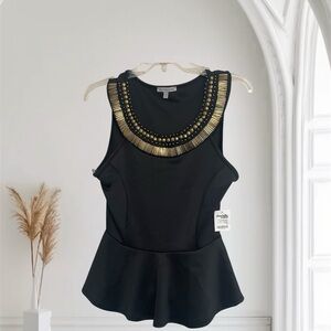 Charlotte Russe Black Top with Gold Embellishments ~ Size large ~ Office‎ Wear